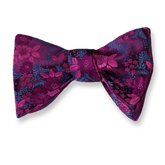 Pink Floral Mens Silk Self tie Bow Tie with Pocket Squares Set - Amedeo Exclusive