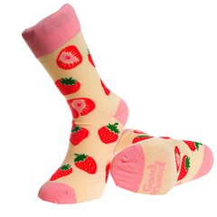 Pink Fruit Printed -European Made - Egyptian Cotton Socks - Premium Cotton Fun socks with Soft Elastic