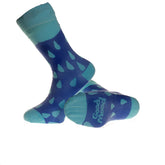 Blue Water Drop -European Made - Egyptian Cotton Socks - Premium Cotton Fun socks with Soft Elastic
