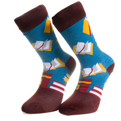 Blue and Brown-European Made - Egyptian Cotton Socks - Premium Cotton Fun socks with Soft Elastic