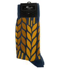 Yellow Leafs Printed-European Made - Egyptian Cotton Socks - Premium Cotton Fun socks with Soft Elastic