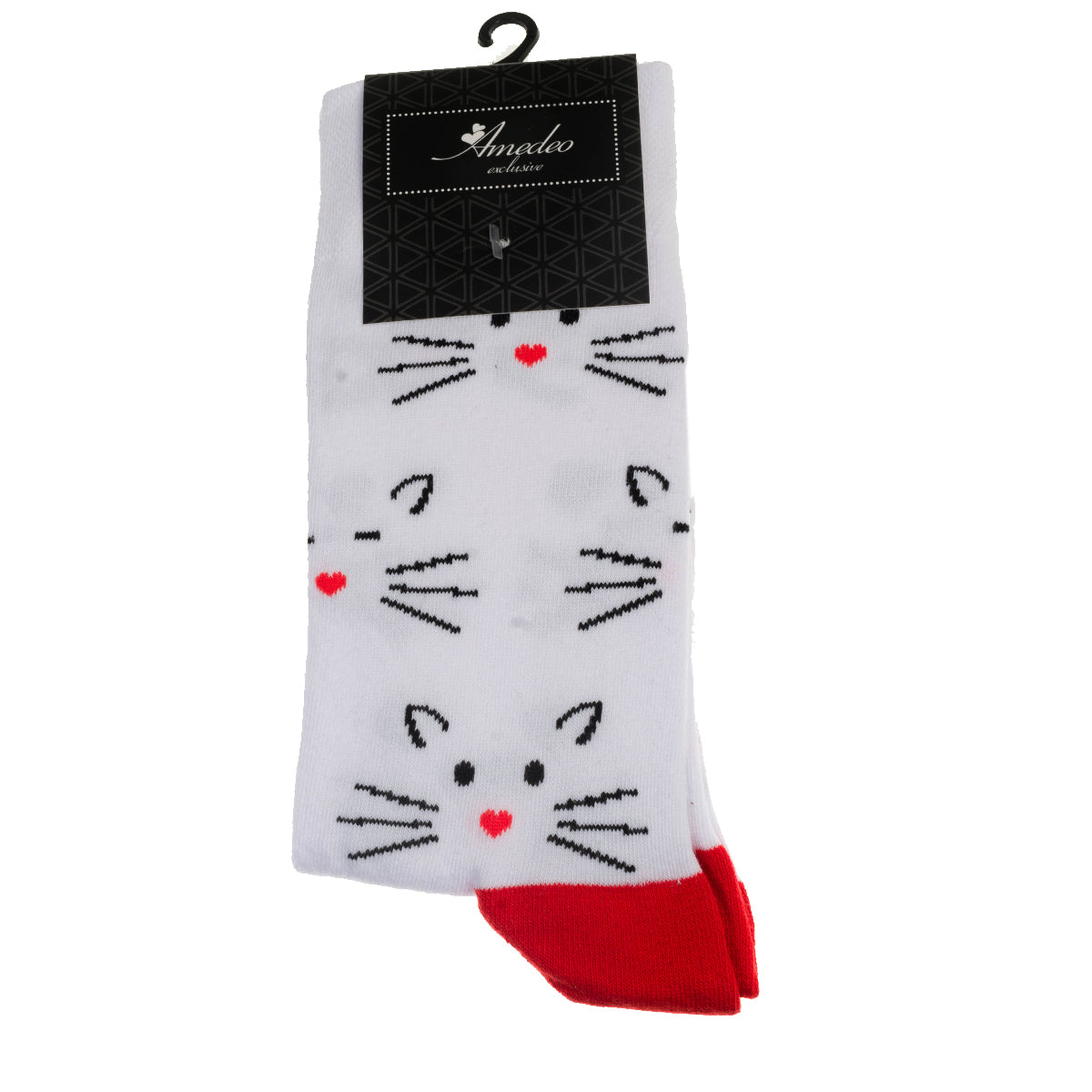 White Printed-European Made - Egyptian Cotton Socks - Premium Cotton Fun socks with Soft Elastic