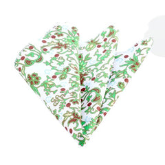 Salmon & Blue Paisley Flowers Mens Pocket Square - Premium Silk Handkerchiefs for Suits