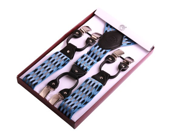 Men's Turquoise Blue & Black High Quality Premium Suspenders Adjustabl –  Amedeo Exclusive