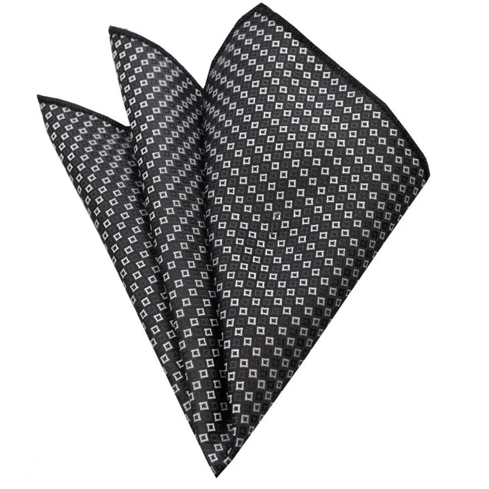 Pocket Grey White Squares Hanky Handkerchief-Amedeo Exclusive - Amedeo Exclusive