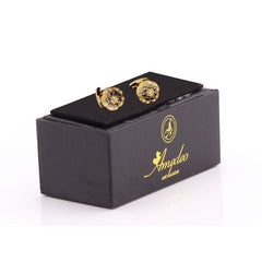Gold Black Mens Stainless Steel Flowers Cufflinks for Shirt with Box - Hand Crafted Perfect Gift