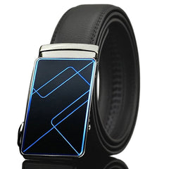 Men's Stainless Steel Black Belt with Blue & Black Buckle