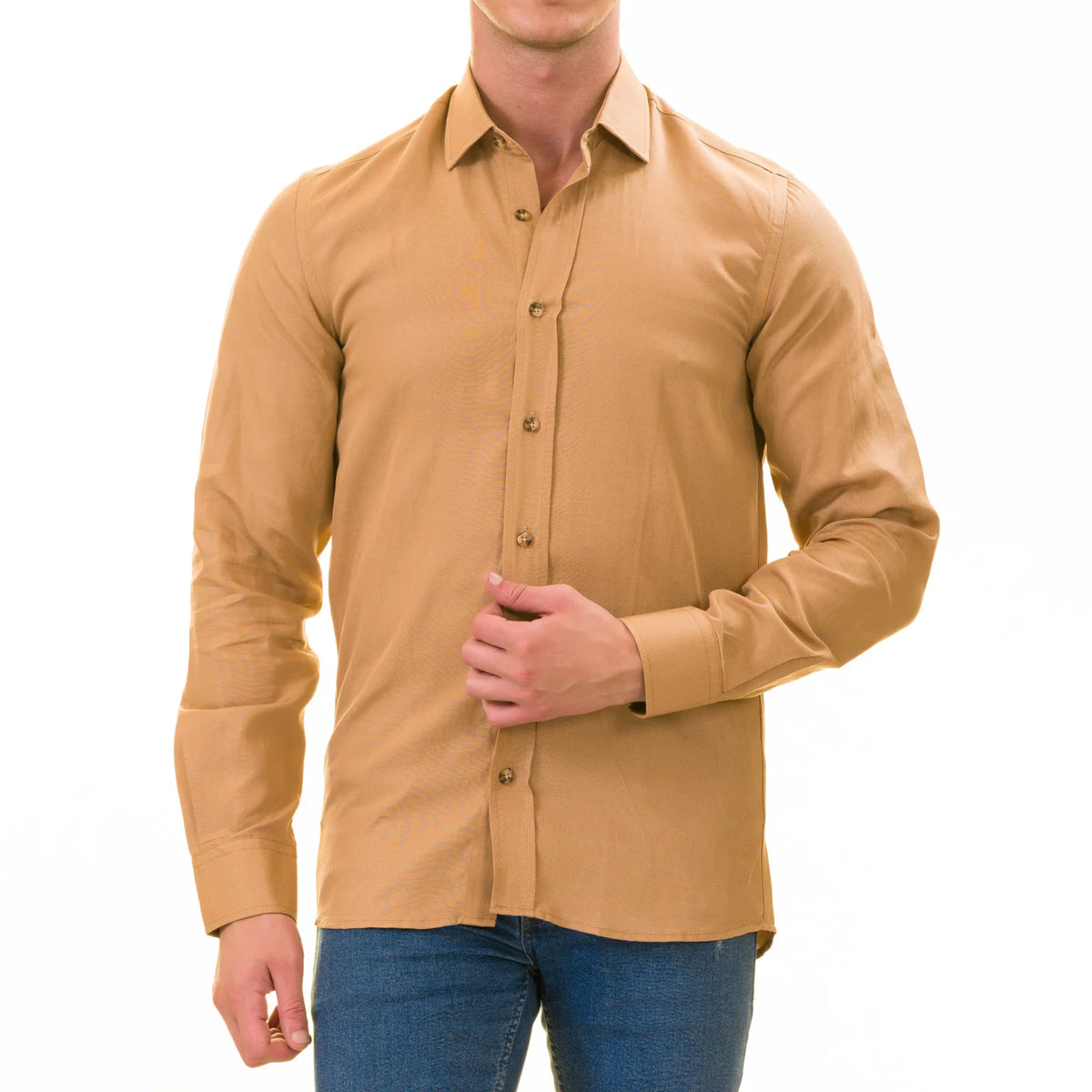 Brownish Luxury Men's Tailor Fit Button Up European Made Linen Shirts