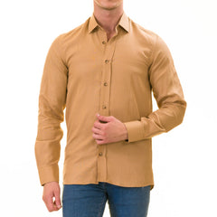Brownish Luxury Men's Tailor Fit Button Up European Made Linen Shirts