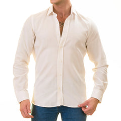 Off-White Luxury Men's Tailor Fit Button Up European Made Linen Shirts