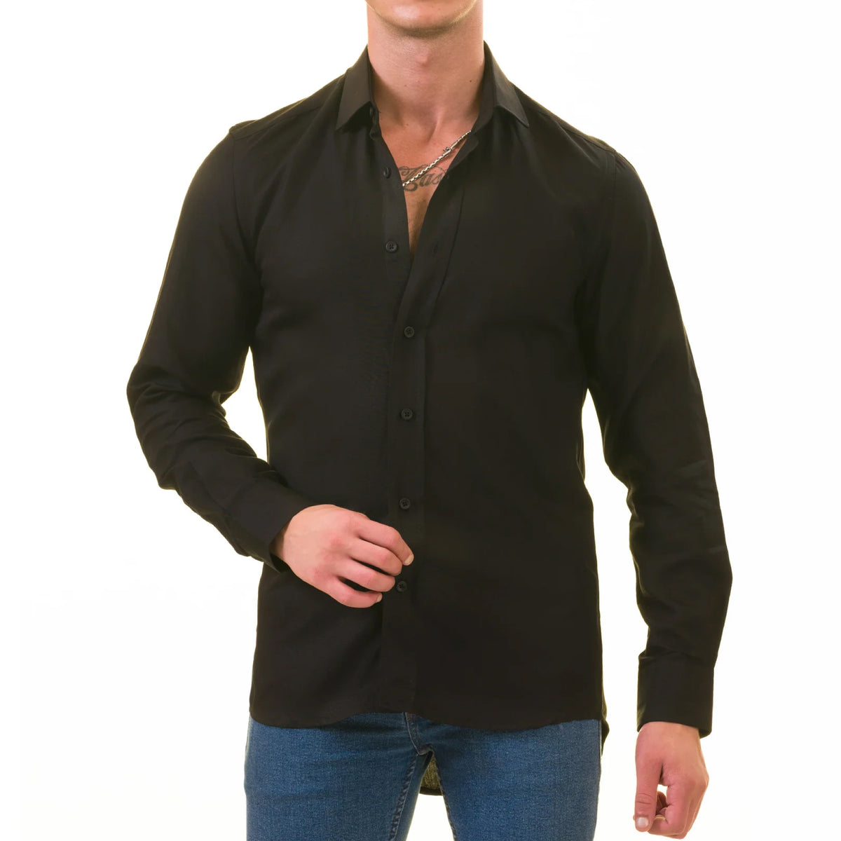 Black Luxury Men's Tailor Fit Button Up European Made Linen Shirts