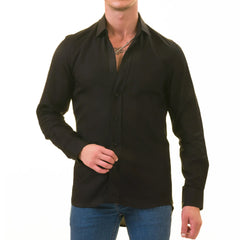 Black Luxury Men's Tailor Fit Button Up European Made Linen Shirts