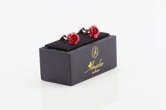 Men's Stainless Steel Red Rose Cufflinks With Box