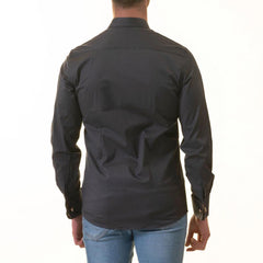 Black inside honeycomb Mens Slim Fit Designer French Cuff Shirt - tailored Cotton Shirts for Work and Casual Wear