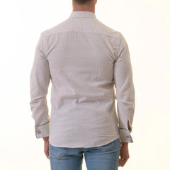 Gray inside Black Floral Mens Slim Fit Designer French Cuff Shirt - tailored Cotton Shirts for Work and Casual Wear