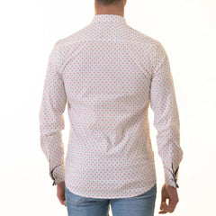 White Blue & Red Anchor Mens Slim Fit Designer French Cuff Shirt