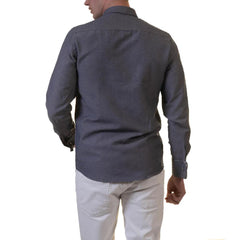 Grey Mens Slim Fit French Cuff Shirts with Cufflink Holes - Casual and Formal