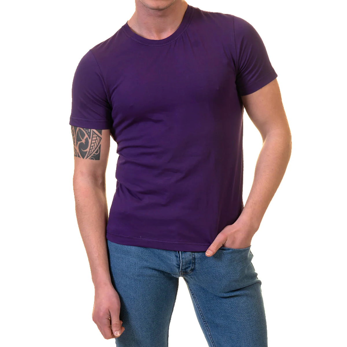 Purple European Made & Designed Premium Quality T-Shirt - Crew Neck Short Sleeve T-Shirts
