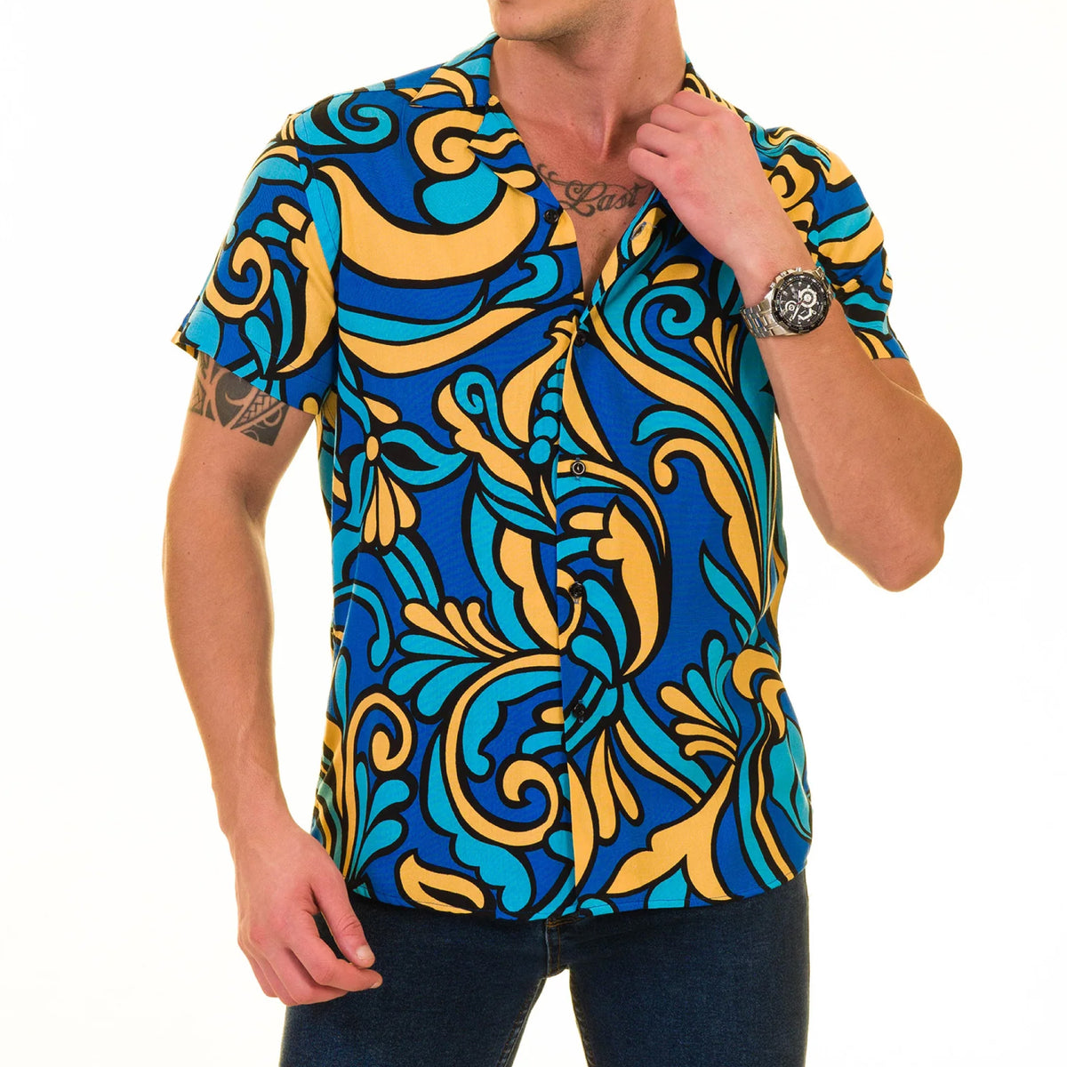 Multi Color European Made & Designed Hawaiian Summer Shirts For Men