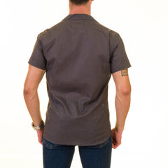 Solid Gray European Made & Designed Hawaiian Summer Shirts For Men