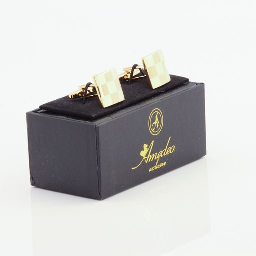 Gold Mens Stainless Steel Square Cufflinks for Shirt with Box - Hand Crafted Perfect Gift