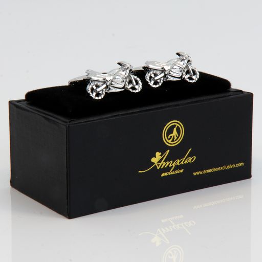 Silver Mens Stainless Steel Motorbikes Cufflinks for Shirt with Box - Hand Crafted Perfect Gift