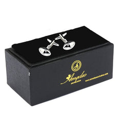 Black & Silver Mens Stainless Steel Football Cufflinks for Shirt with Box - Hand Crafted Perfect Gift