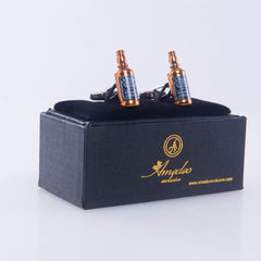 Gold Mens Stainless Steel Whiskey Cufflinks for Shirt with Box - Hand Crafted Perfect Gift