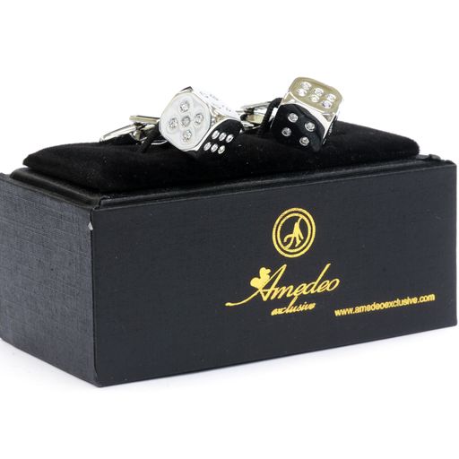 Flashy Mens Stainless Steel Dice Cufflinks for Shirt with Box - Hand Crafted Perfect Gift