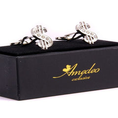 Gold + Dark Blue Mens Stainless Steel Squares Cufflinks for Shirt with Box - Hand Crafted Perfect