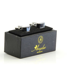 Black Oynx Mens Stainless Steel Rectangles Cufflinks for Shirt with Box - Hand Crafted Perfect Gift