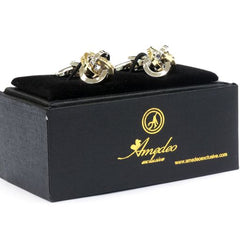 Gold & Black Mens Stainless Steel Knots Cufflinks for Shirt with Box - Hand Crafted Perfect Gift