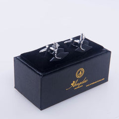 Silver + Black Mens Stainless Steel Graduation Cufflinks for Shirt with Box - Hand Crafted Perfect Gift