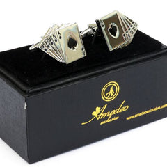 Men's Stainless Steel Cards Cufflinks with Box
