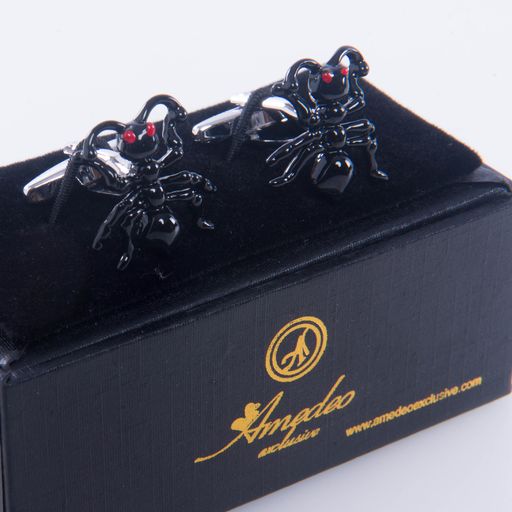 Black Mens Stainless Steel Bug Cufflinks for Shirt with Box - Hand Crafted Perfect Gift