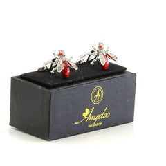 Red Diamond Mens Stainless Steel Flies Cufflinks for Shirt with Box - Hand Crafted Perfect Gift
