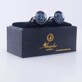 Men's Stainless Steel Silver with Black Compass (Fully Functional) Cufflinks with Box