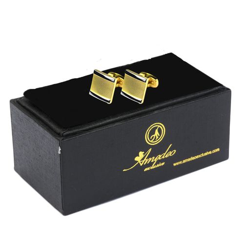 Gold Mens Stainless Steel Squares Cufflinks for Shirt with Box - Hand Crafted Perfect Gift