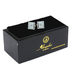 Functioning Clocks Mens Stainless Steel Square Cufflinks for Shirt with Box - Hand Crafted Perfect