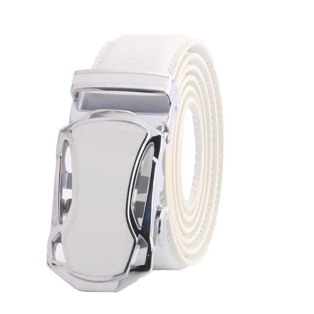 Amedeo Exclusive Men's White Belt White Buckle Genuine Leather - Amedeo Exclusive