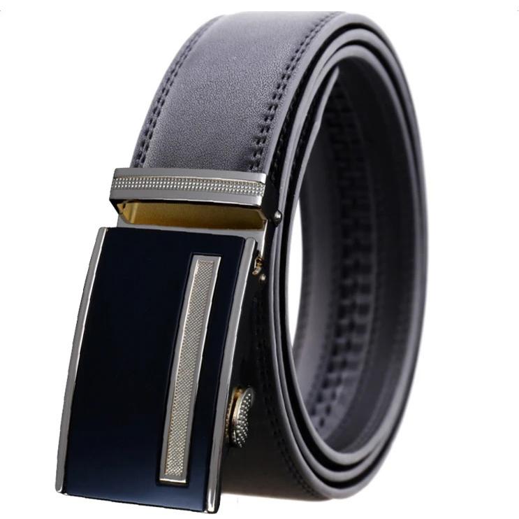 Amedeo Exclusive Men's Black Belt Black Blue Buckle Leather - Amedeo Exclusive