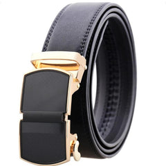 Amedeo Exclusive Men's Black Belt Gold Buckle Leather - Amedeo Exclusive