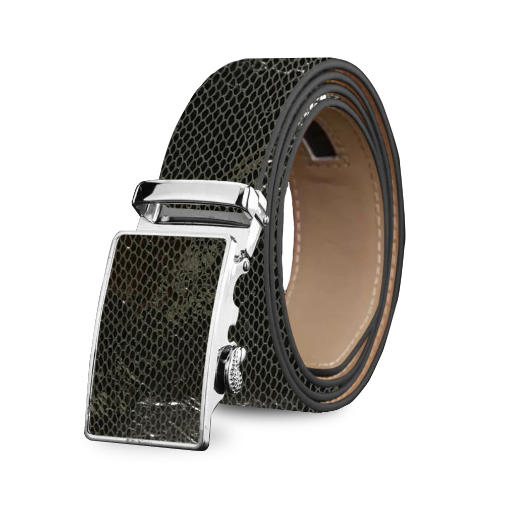 Men's Genuine Leather Smart Ratchet Automatic Belt Perfect Fit No holes! Black - Amedeo Exclusive