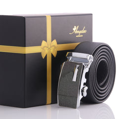 Men's Stainless Steel Black Belt - Gold & Black Buckle Belt - Amedeo Exclusive