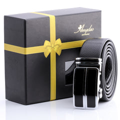 Men's Smart Ratchet No Holes Automatic Buckle Belt in Silver & Black Color - Amedeo Exclusive