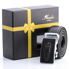 Men's Smart Ratchet No Holes Automatic Buckle Belt in Black & Silver Color - Amedeo Exclusive