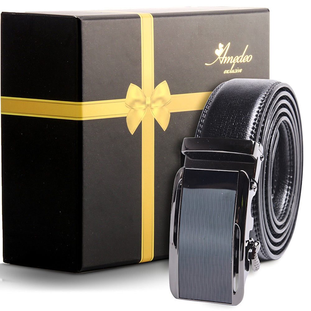 Men's Stainless Steel Belt with Black Buckle - Amedeo Exclusive