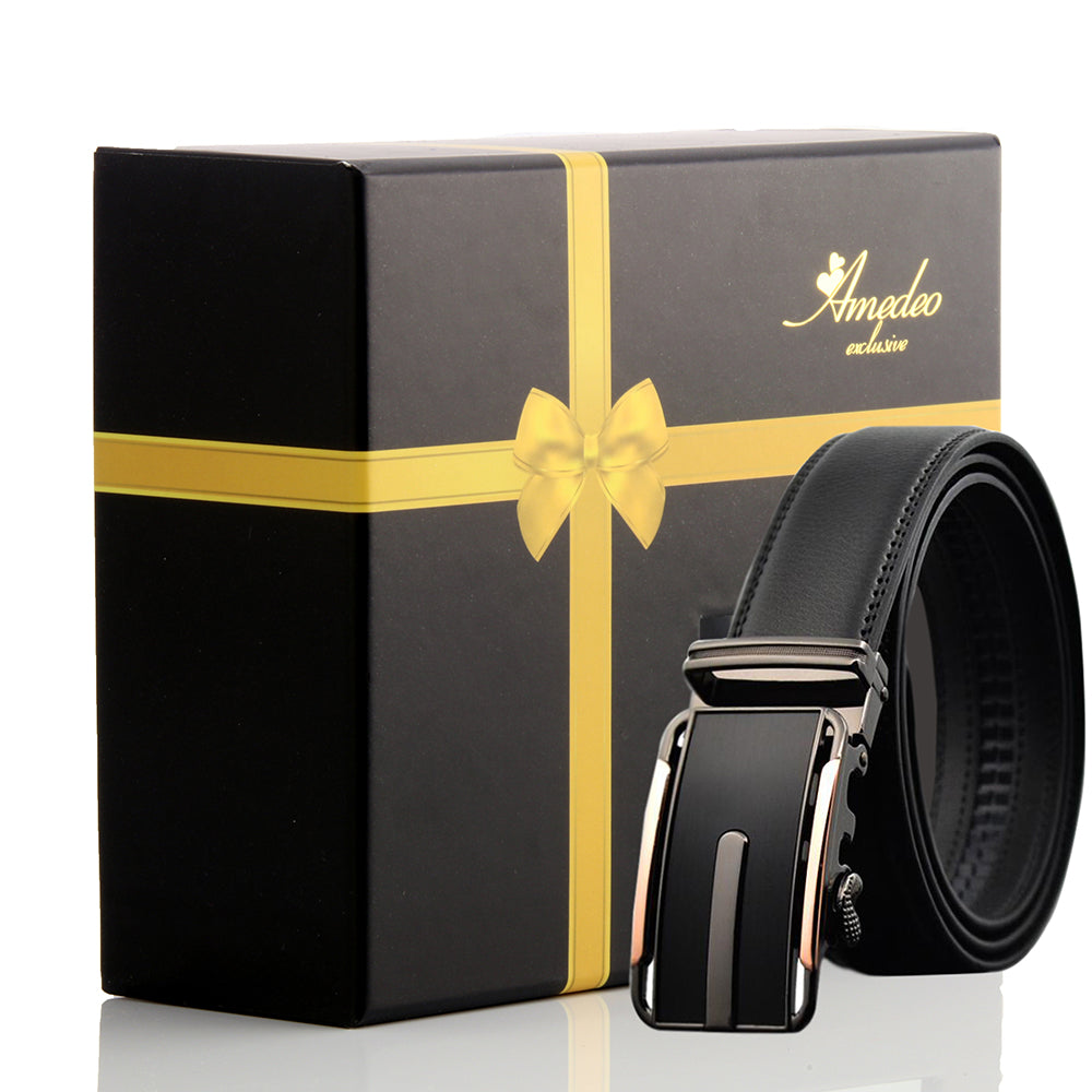 Men's Stainless Steel Belt with Copper & Black Buckle - Amedeo Exclusive