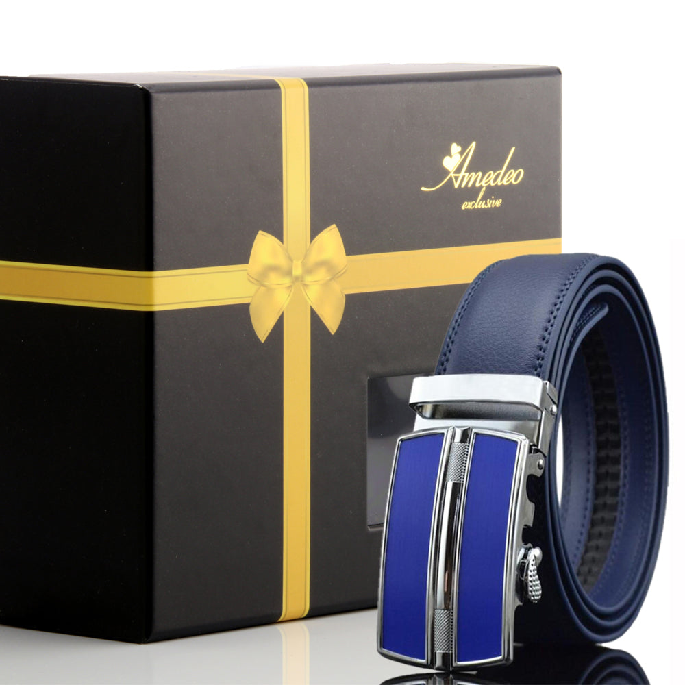 Men's Stainless Steel Blue Belt with Blue Buckle - Amedeo Exclusive