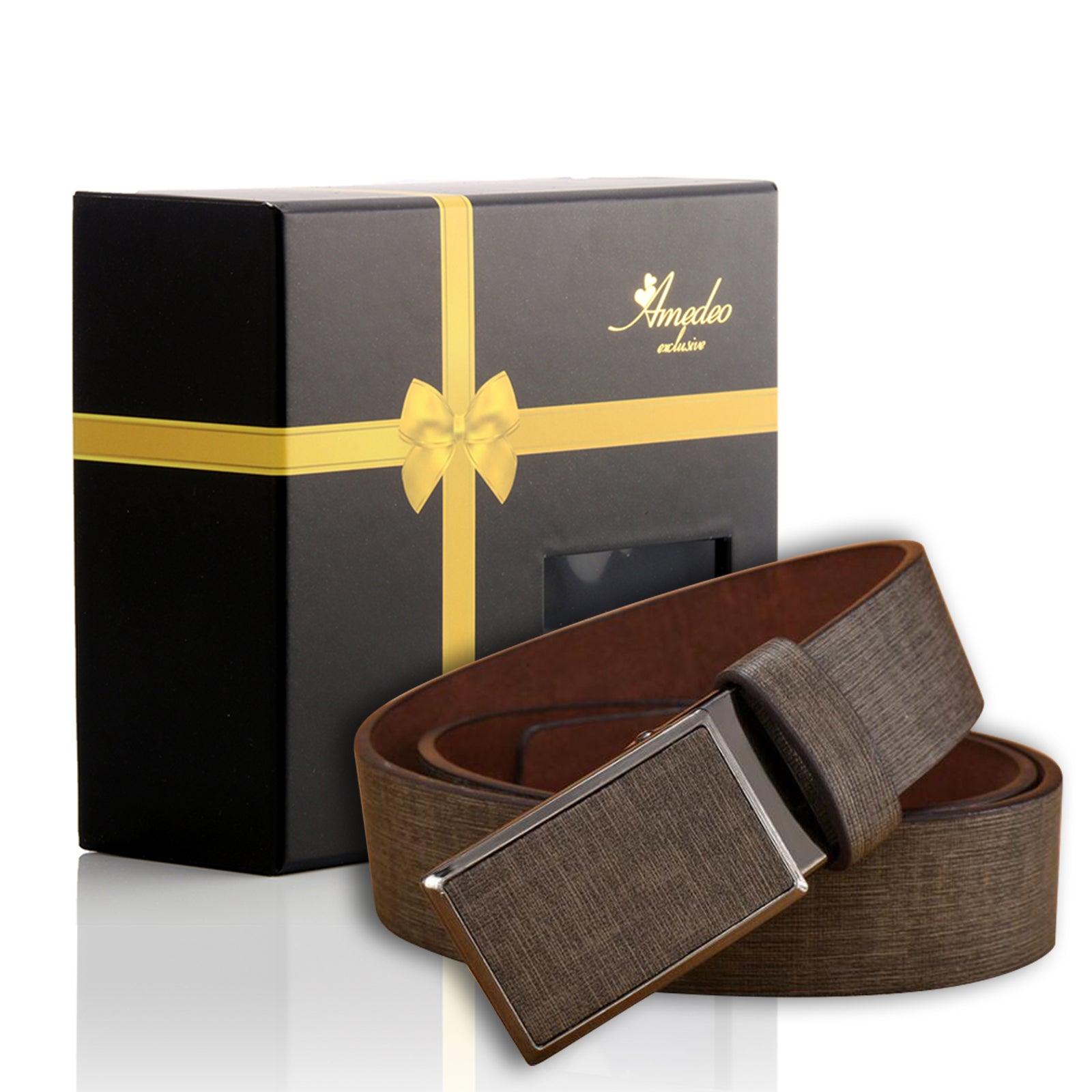 Men's Stainless Steel Buckle Tan Belt - Amedeo Exclusive